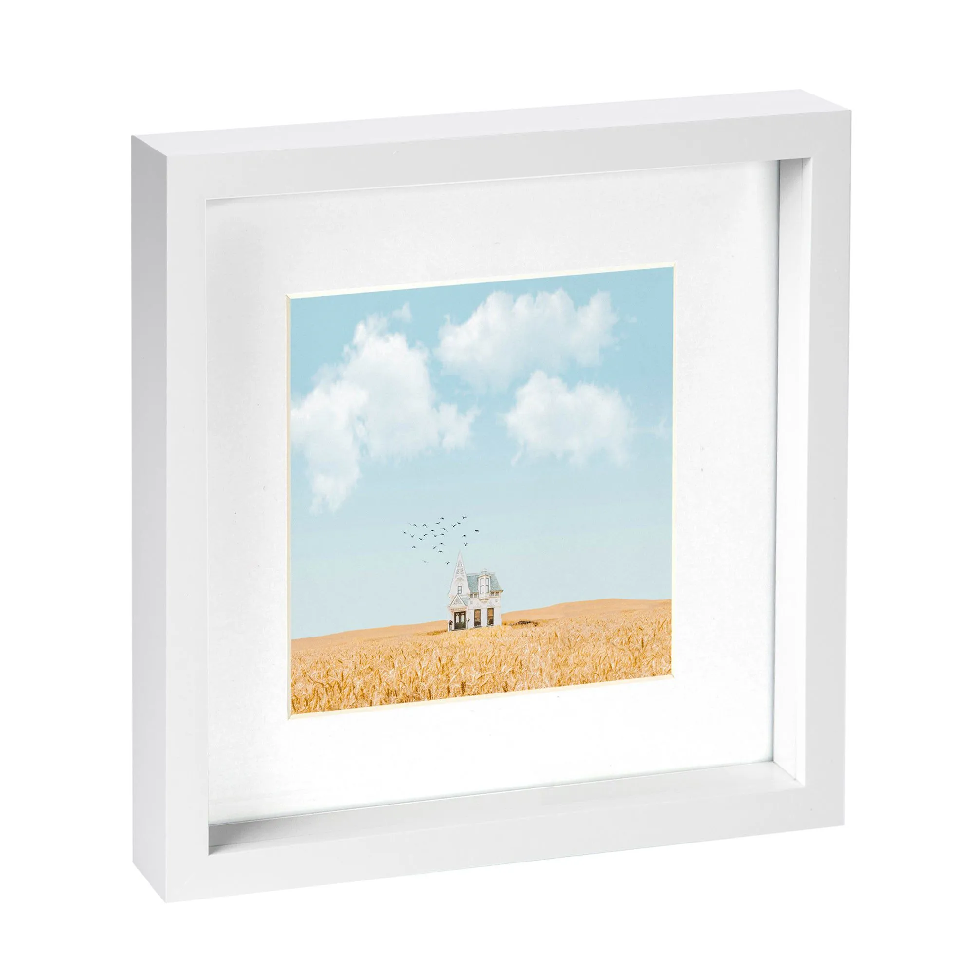 10" x 10" White 3D Box Photo Frame with 6" x 6" Mount - By Nicola Spring