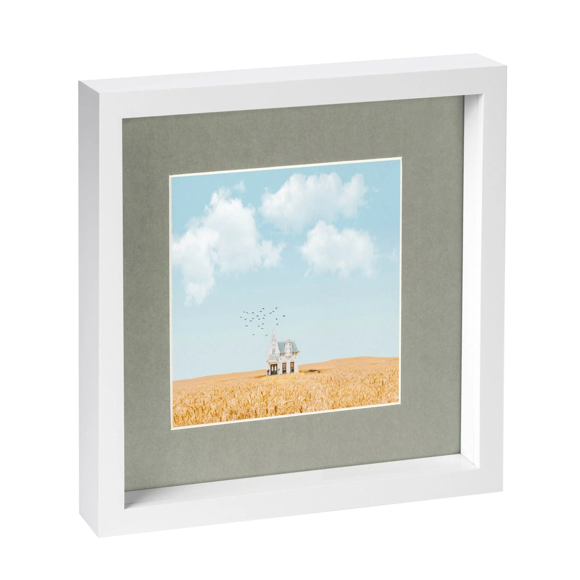 10" x 10" White 3D Box Photo Frame with 6" x 6" Mount - By Nicola Spring