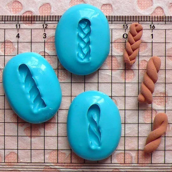 3 Twist Bread Mold Bun Mold 16-18mm Silicone Flexible Mold Dollhouse Bakery Miniature Food Jewelry Fimo Polymer Clay Kawaii Cabochon MD224