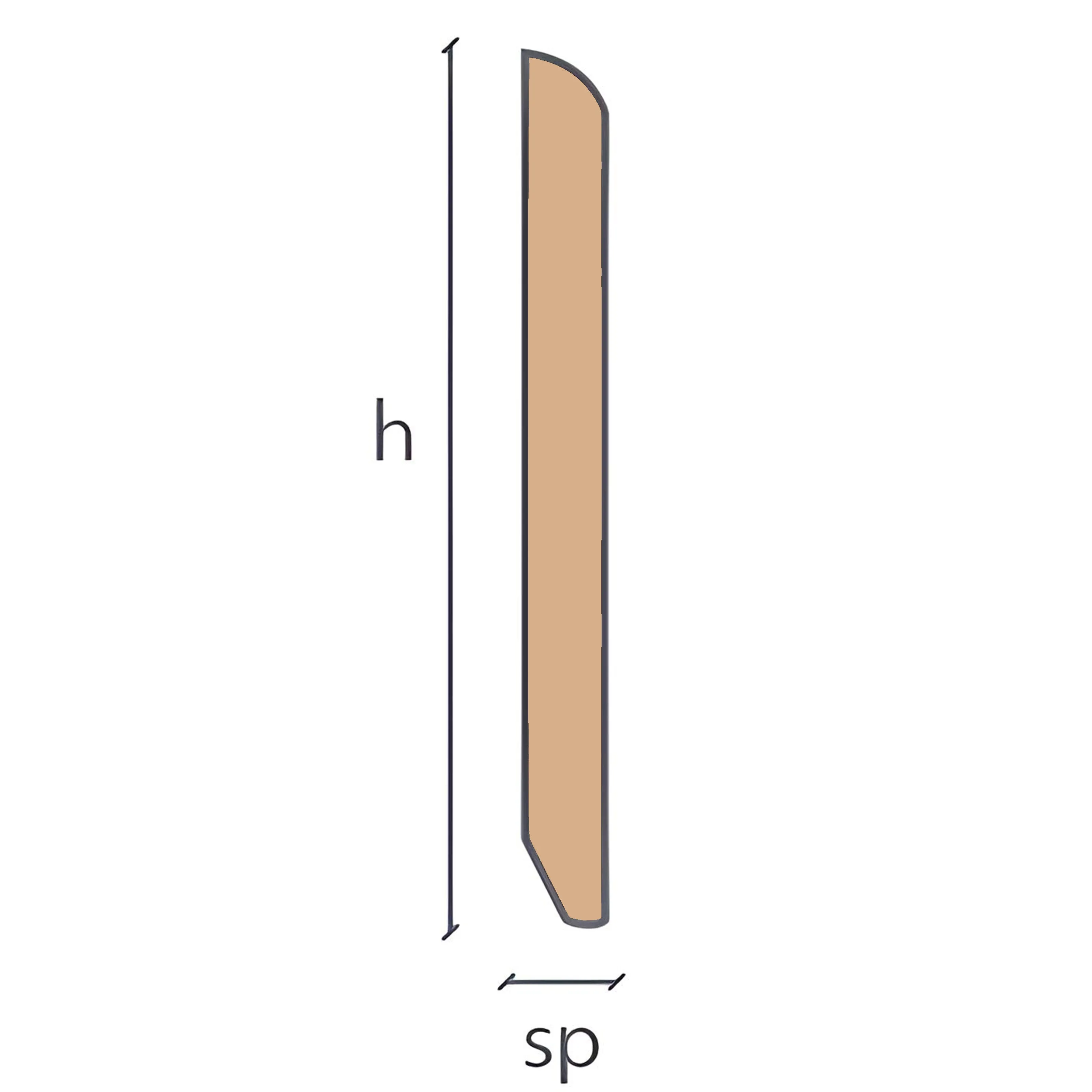 Battiscopa Zoccolino BC legno multistrato impiallacciato 70x10mm in tutte le essenze