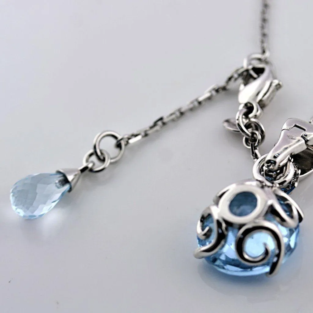 Blue Topaz Diamond Heart Necklace