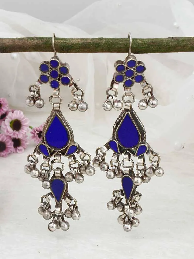 Blue Zohra Afghani Designer Earrings