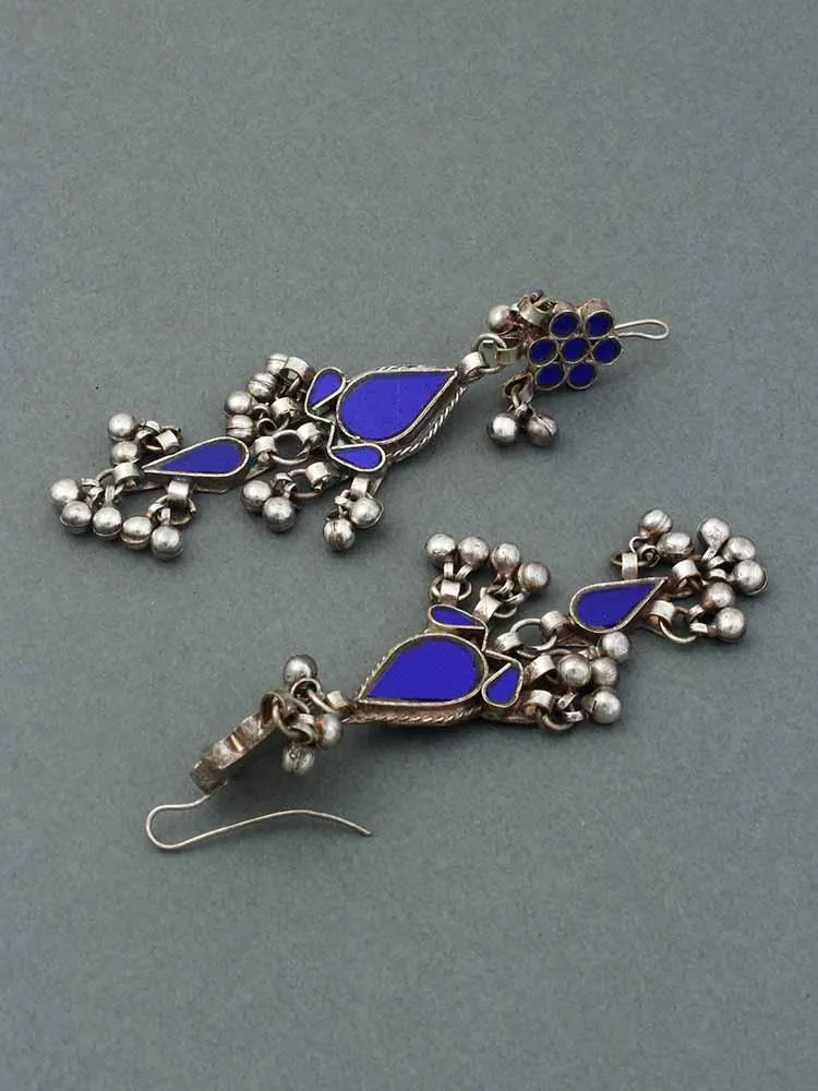 Blue Zohra Afghani Designer Earrings