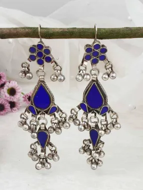 Blue Zohra Afghani Designer Earrings