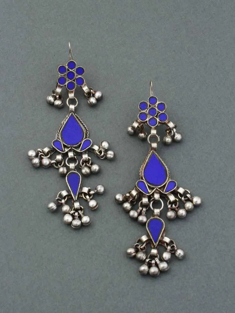 Blue Zohra Afghani Designer Earrings