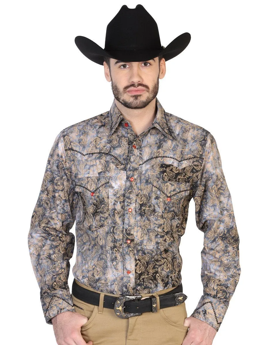 Camisa Vaquera Manga Larga para Hombre 'El General' *CHARCOAL-42603*