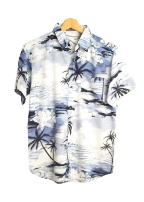 Chemise bleue motifs plage