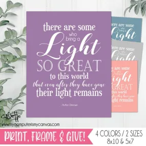 Condolence Art, Bereavement Gift {Light Remains} - PRINTABLE