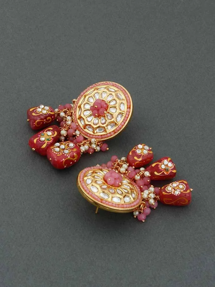 Coral Niharika Dangler Earrings