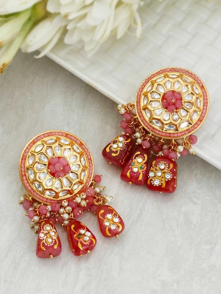 Coral Niharika Dangler Earrings