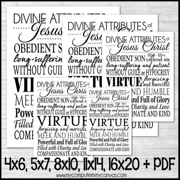 Divine Attributes of Jesus Christ Subway Art PRINTABLE