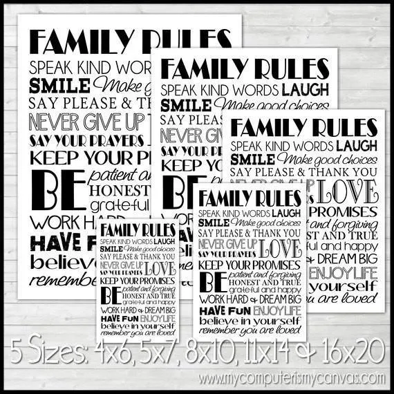 Family Rules Subway Art PRINTABLE