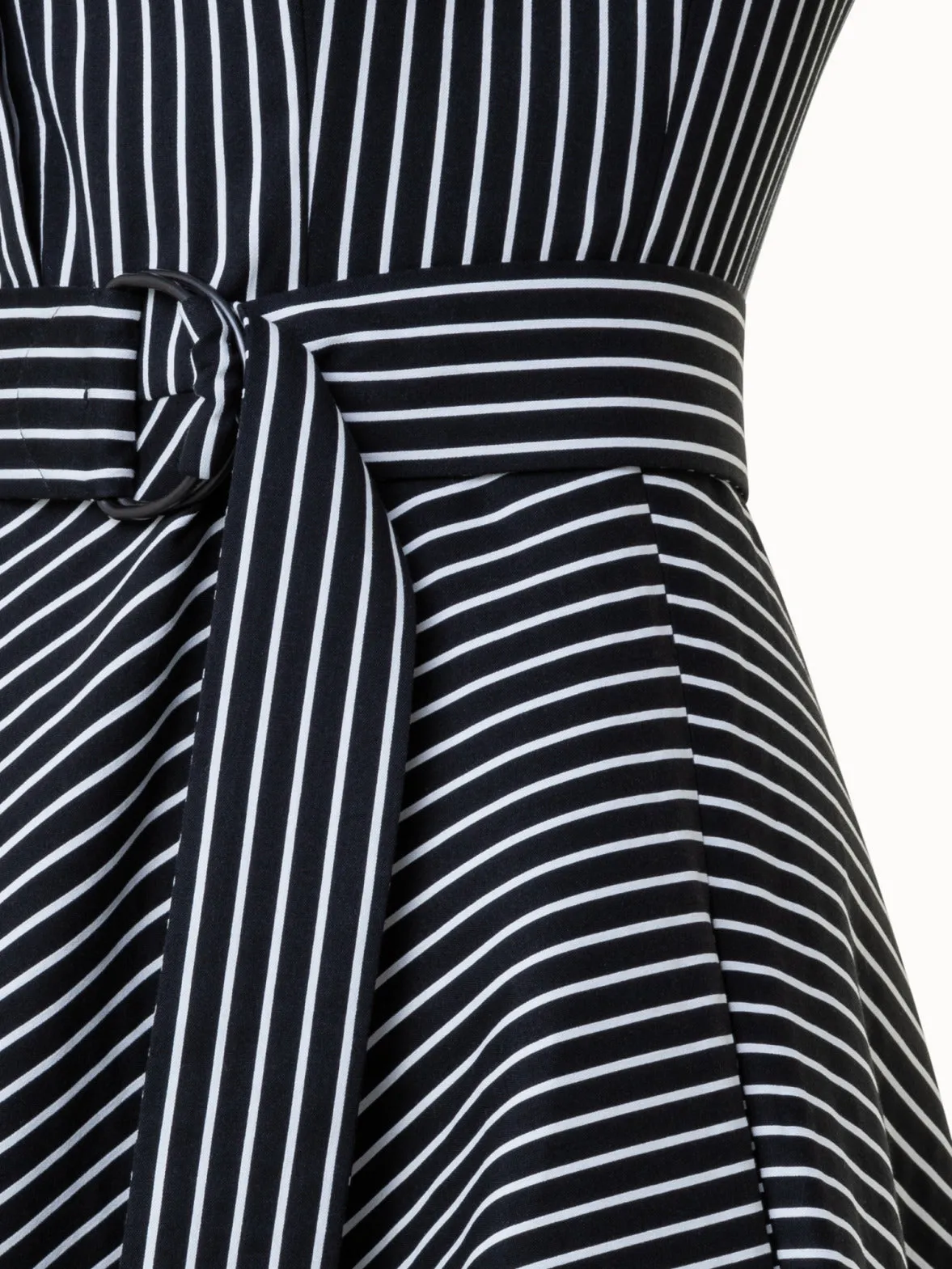 Flared Dress In Pinstripe Cotton Blend Jacquard