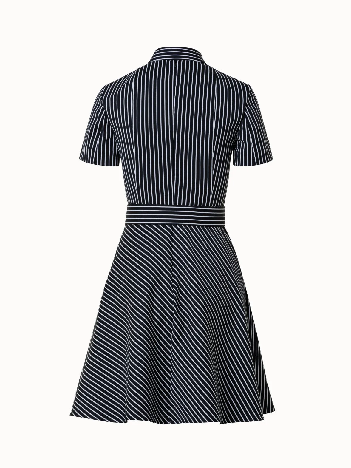 Flared Dress In Pinstripe Cotton Blend Jacquard