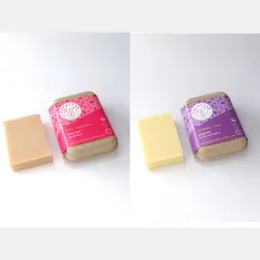 'Flower Power' Uplifting Twin Set - Organic Rose Geranium/AOC Lavender de Provence Soap Bars