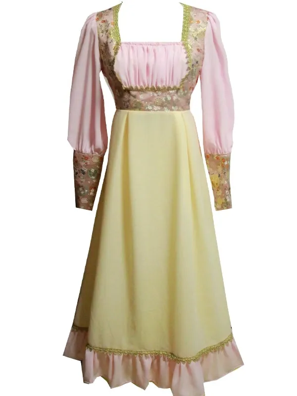 Gunne Sax Style Pink Cherry Blossom Dress