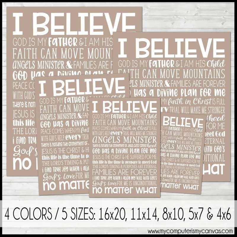 I BELIEVE Subway Art PRINTABLE