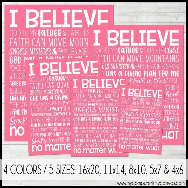 I BELIEVE Subway Art PRINTABLE