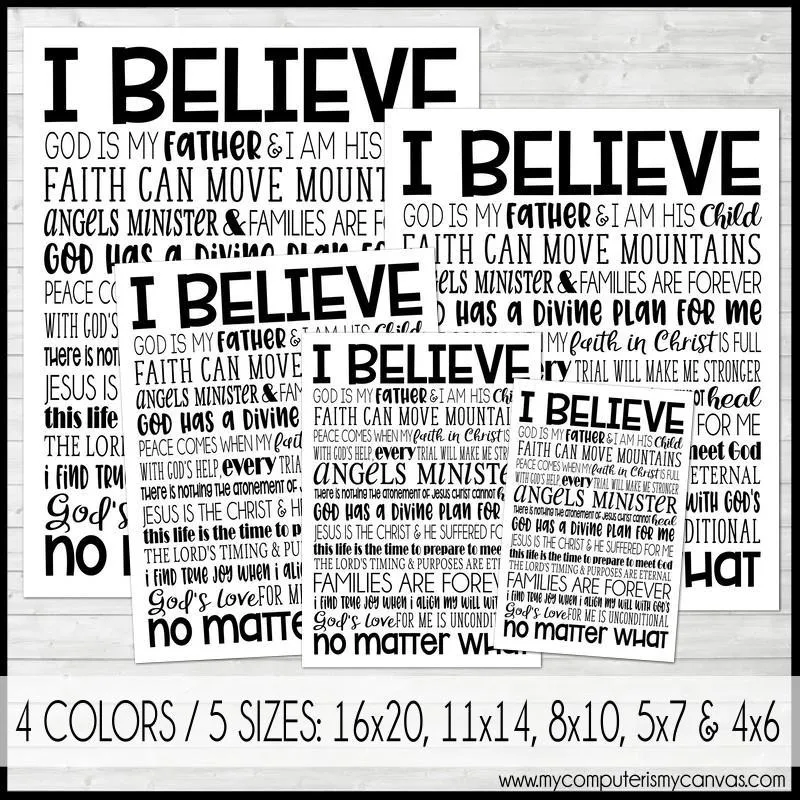 I BELIEVE Subway Art PRINTABLE