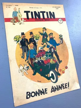 JOURNAL TINTIN Issue 52: 1949 Herge Cover Edition Vintage Comic EO Couverture