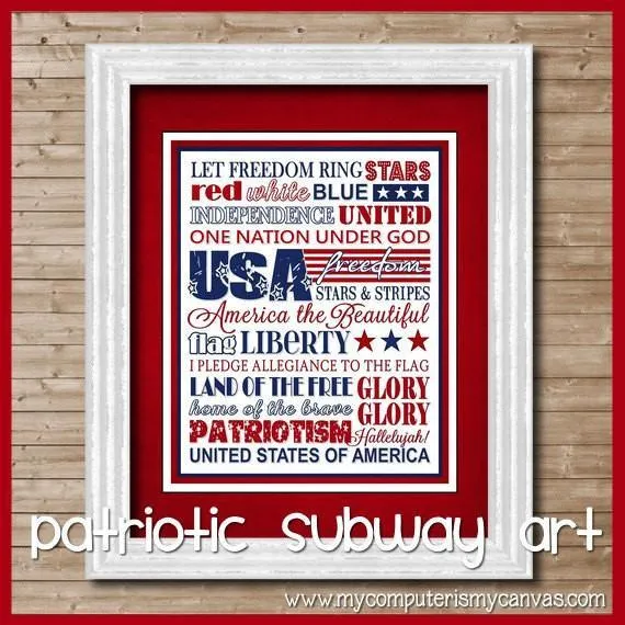 July 4th Patriotic Subway Art PRINTABLE