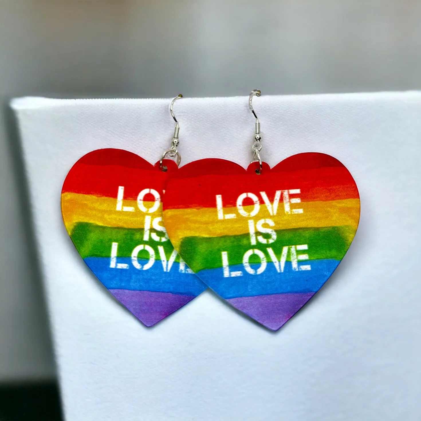 Love is Love Earrings - Rainbow Rhinestones, PRIDE Earrings, Rainbow Earrings, Pride Accessories, LGBTQ