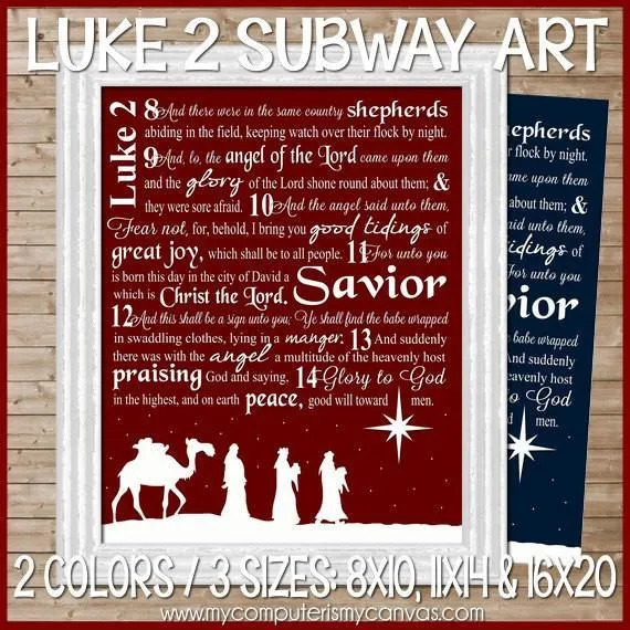 Luke 2 Nativity Christmas Subway Art PRINTABLES