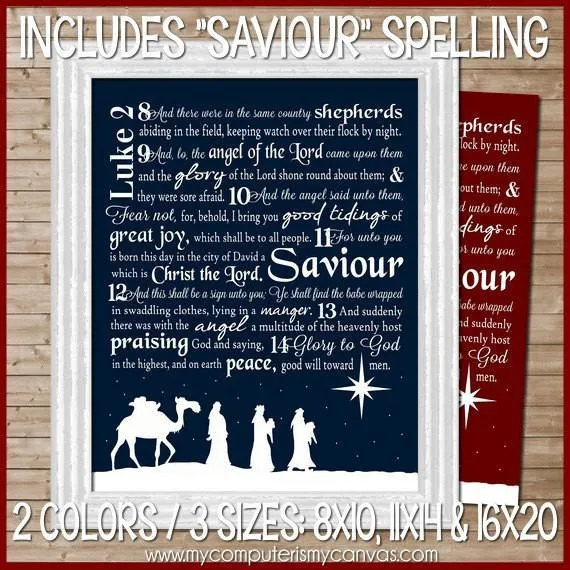 Luke 2 Nativity Christmas Subway Art PRINTABLES