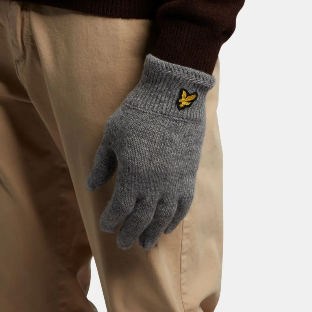 Lyle & Scott Racked Rib Gloves Mid Grey Marl