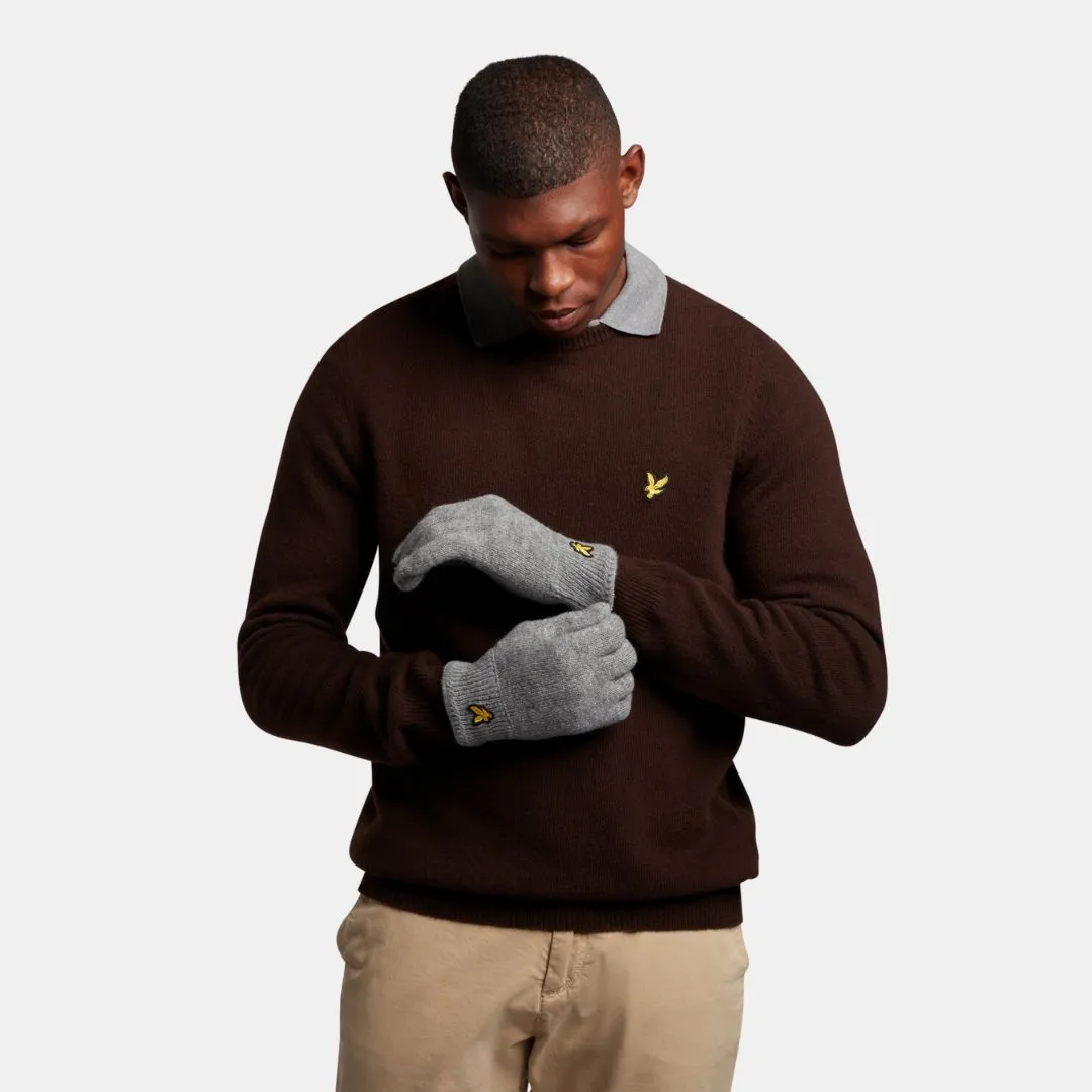 Lyle & Scott Racked Rib Gloves Mid Grey Marl