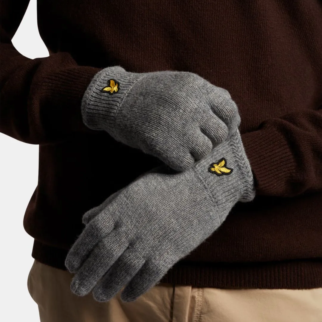 Lyle & Scott Racked Rib Gloves Mid Grey Marl