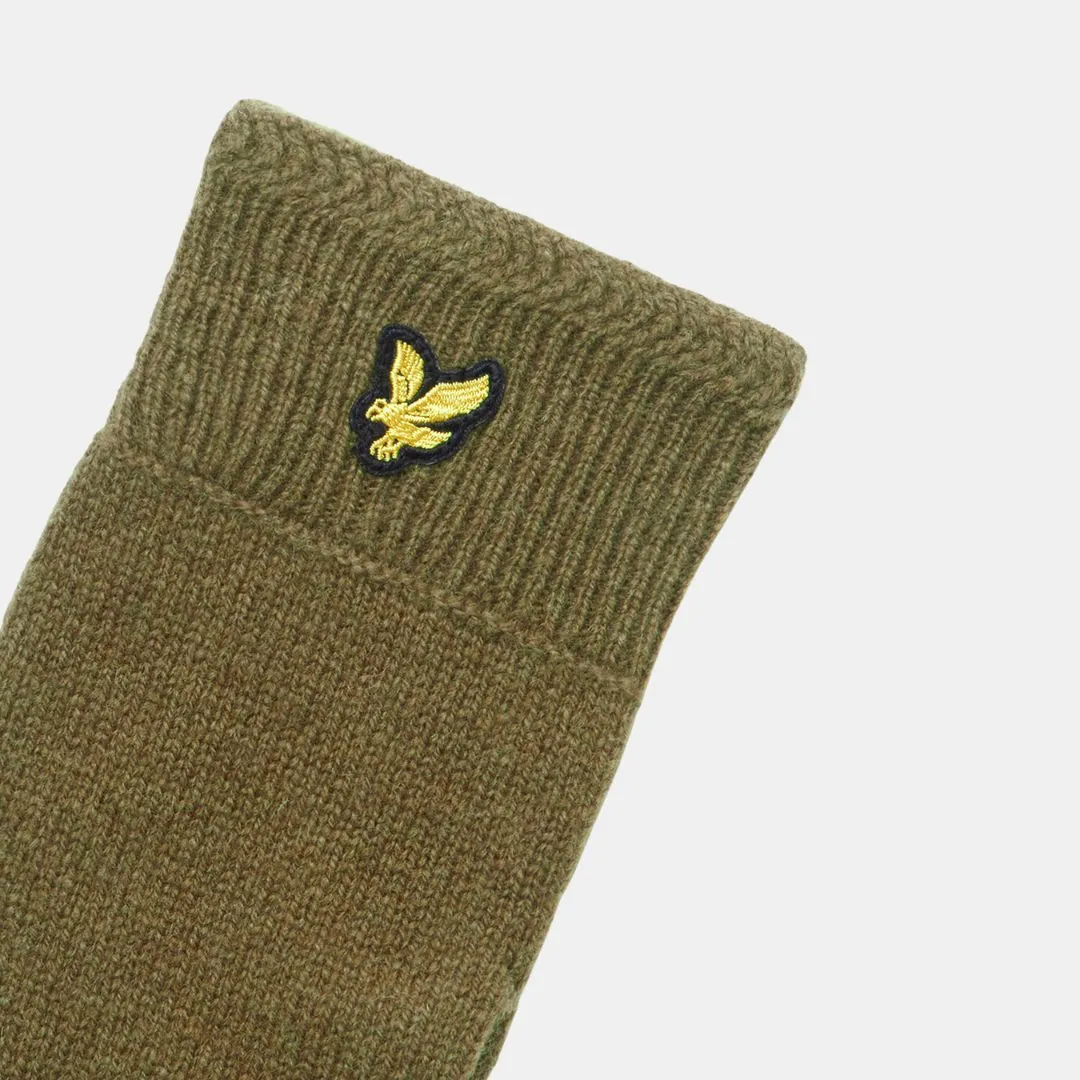 Lyle & Scott Racked Rib Gloves Olive