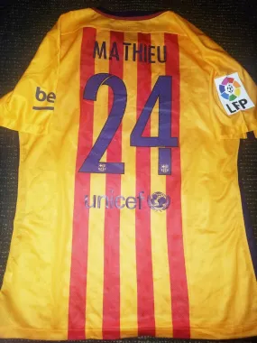 Mathieu Barcelona Match Worn 2015 2016 Jersey Shirt Maillot XL