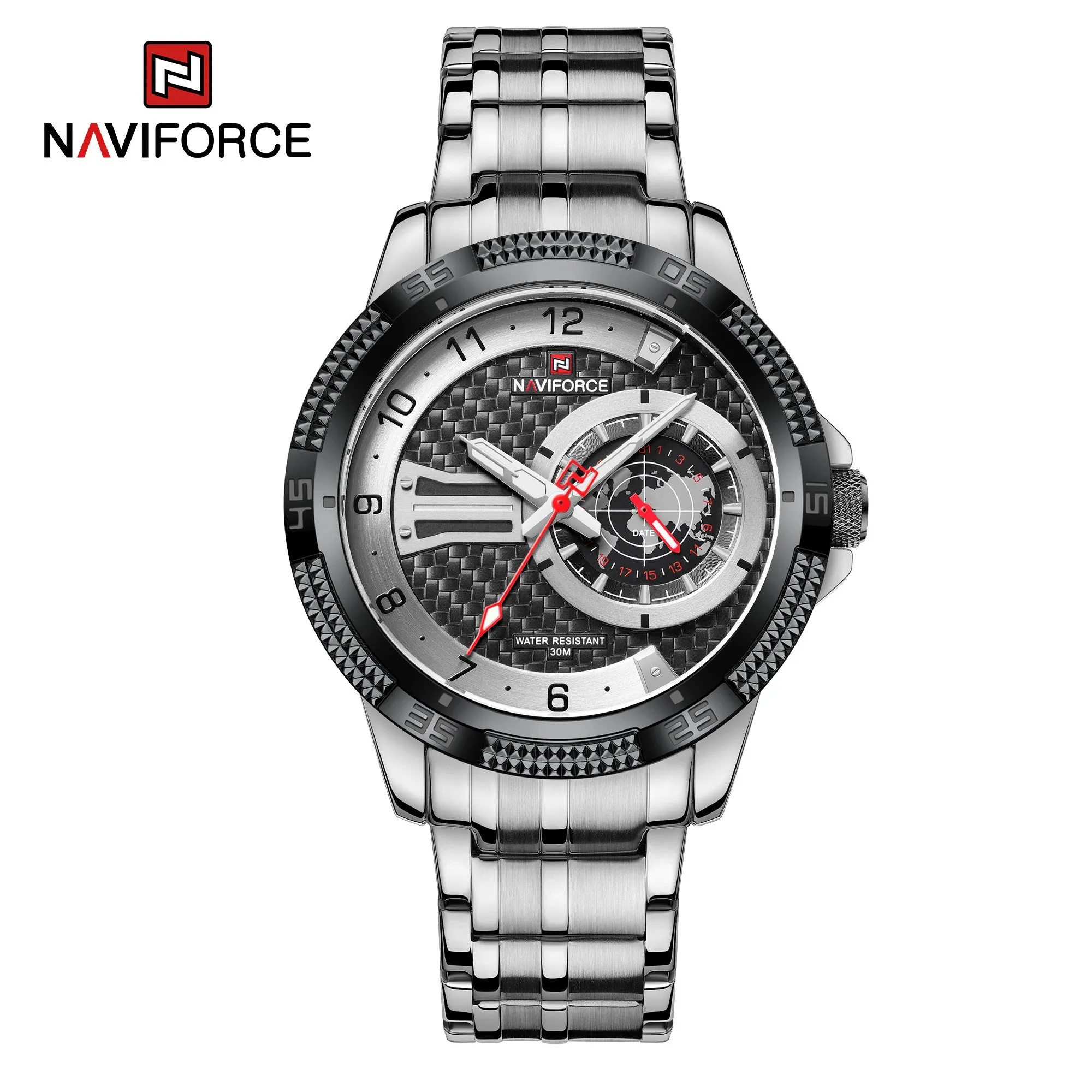 NAVIFORCE Men Simple Watches 2022 Trend Fashion Stainless Steel Calendar Dual Display Waterproof Quartz Wristwatch NF9206