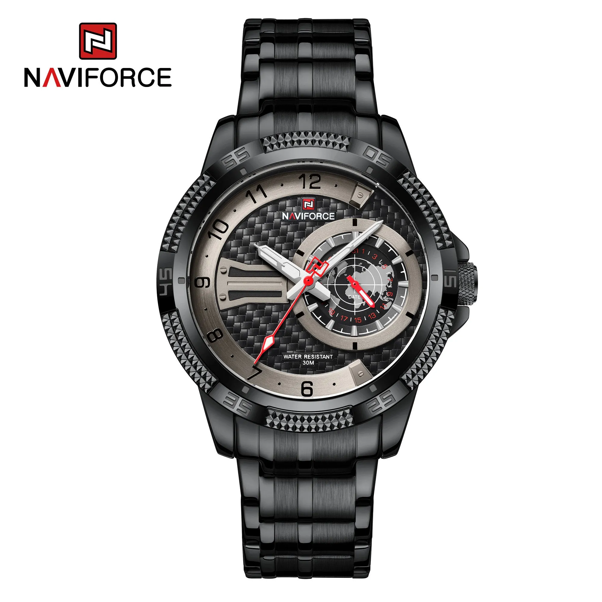 NAVIFORCE Men Simple Watches 2022 Trend Fashion Stainless Steel Calendar Dual Display Waterproof Quartz Wristwatch NF9206