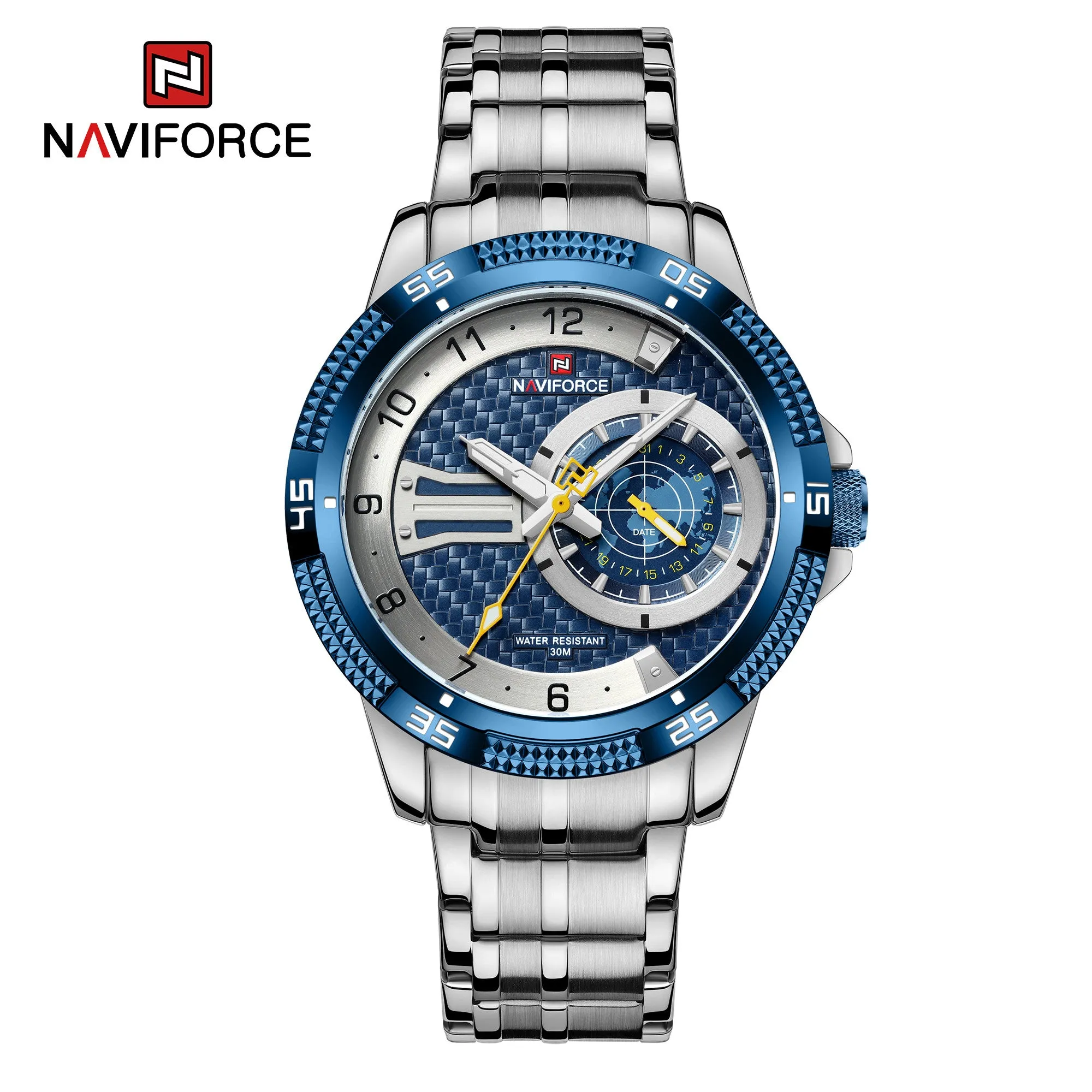 NAVIFORCE Men Simple Watches 2022 Trend Fashion Stainless Steel Calendar Dual Display Waterproof Quartz Wristwatch NF9206