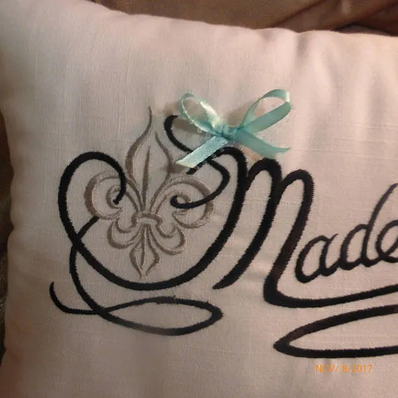 Paris pillow - Embroidered Mademoiselle Pillow - Decorative Throw Pillow