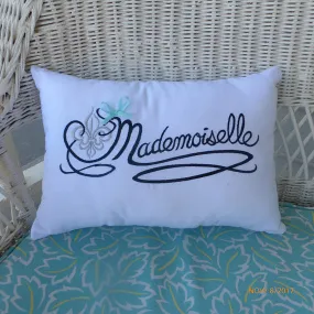 Paris pillow - Embroidered Mademoiselle Pillow - Decorative Throw Pillow