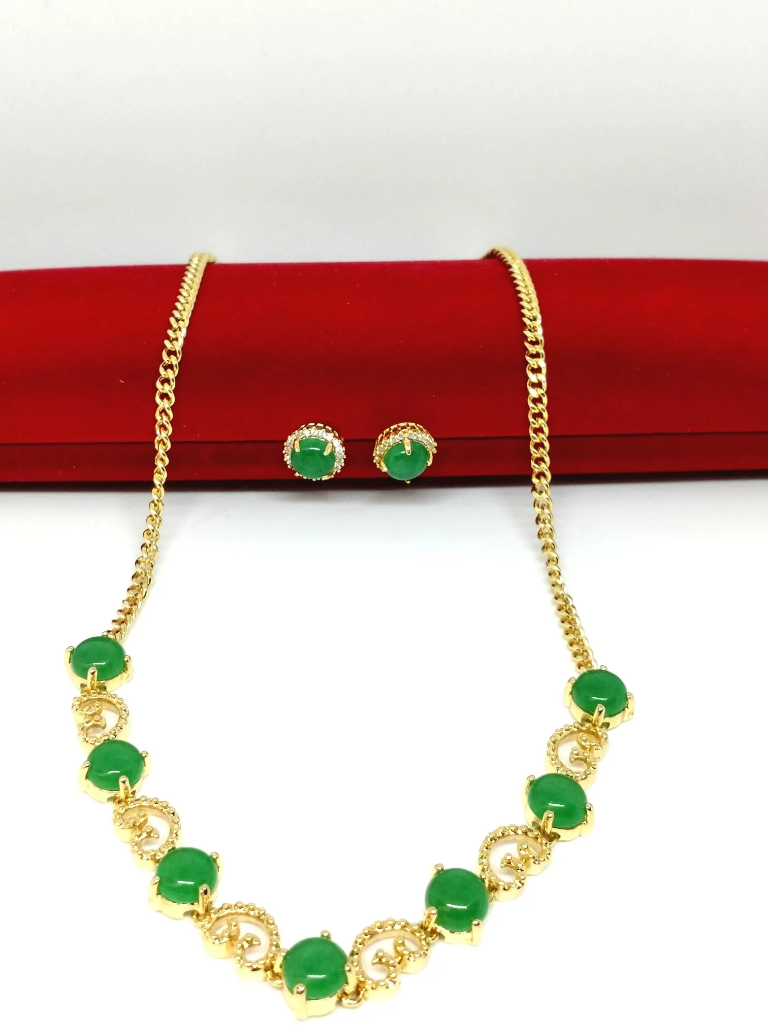 Real Jade Gold Plated Set