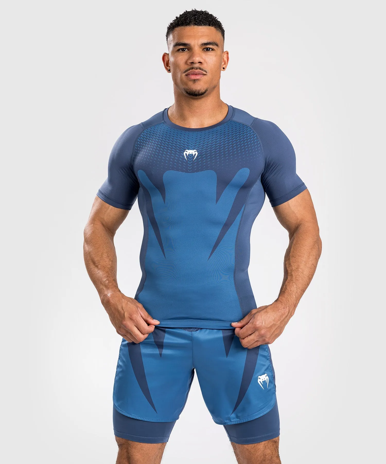 Venum Attack Men's Short Sleeve Rashguard - Navy Blue